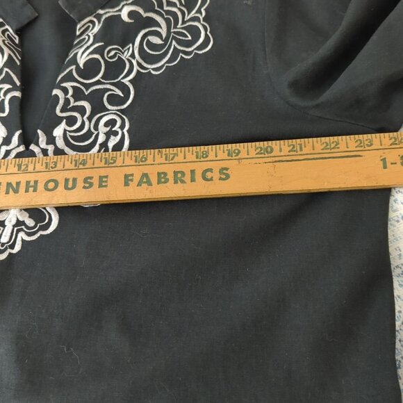 Travel Smith Women’s XL Embroidered Blue 3/4 Sleeve V Neck Linen Top Tunic-b22lp - Picture 10 of 13